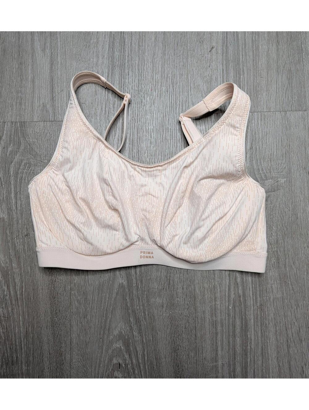 Prima Donna Sports Bra Womens 32e Beige Wireless Full Coverage Mesh Support